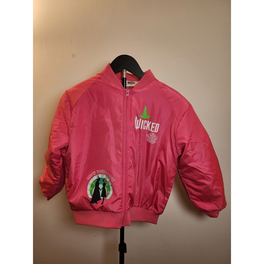 Wicked Movie Girl's Ruched Bomber Jacket Pink Size 7/8 - Know Your Power